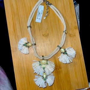 NEW Lucky Brand rafia necklace boho necklace womens gemstones natural